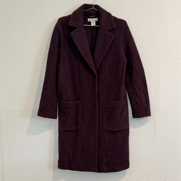 H&M Jackets & Blazers - H&M Maroon Wool Blend Coat